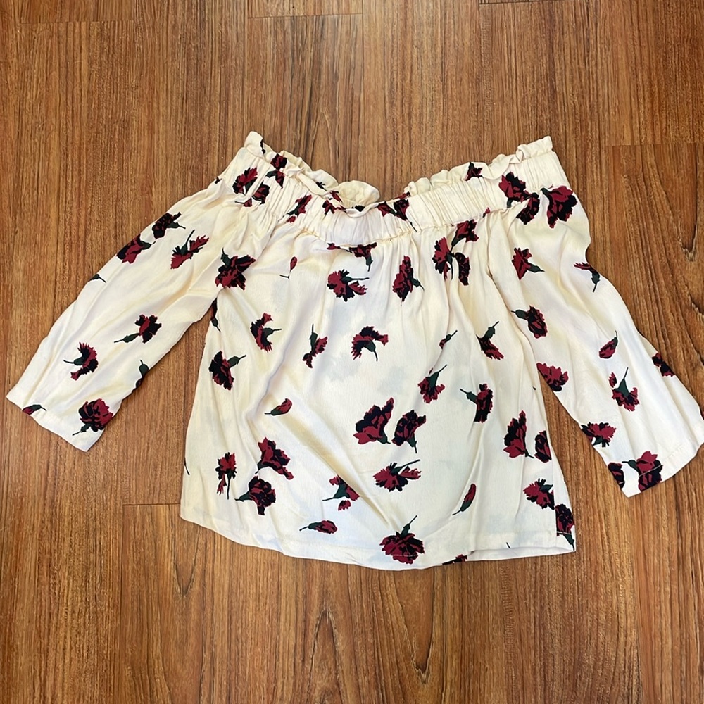 GANNI Jones Off the shoulder crepe top, size S